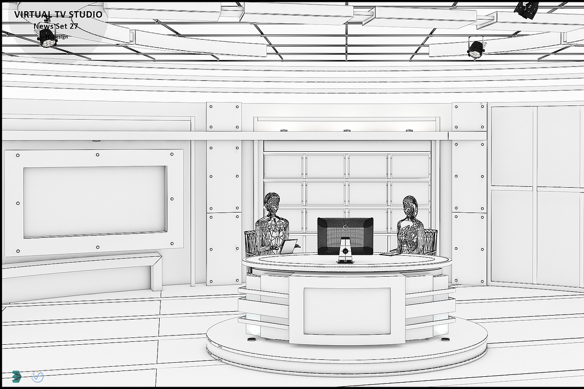 Virtual TV Studio News Set 27, an Architecture 3D Model by akerStudio (Photo 9 of 49)