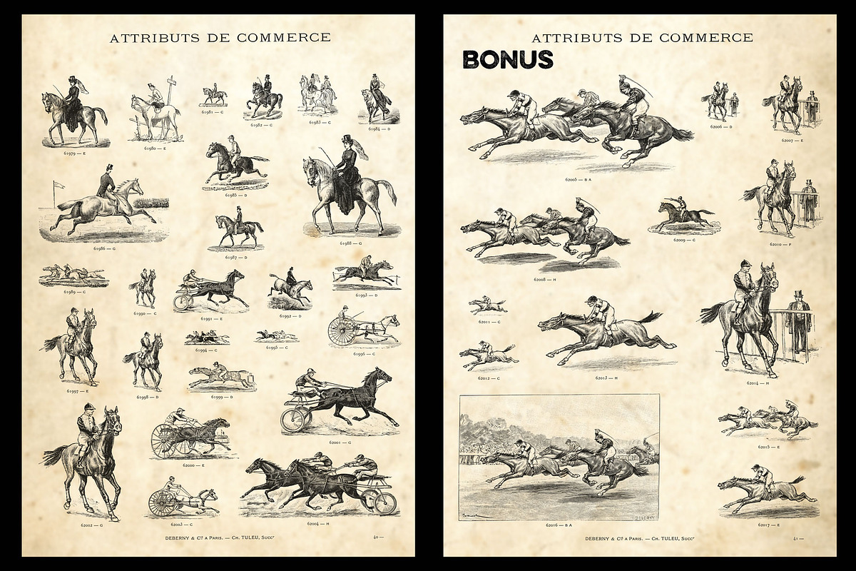 Horses / Vintage engravings preview 4