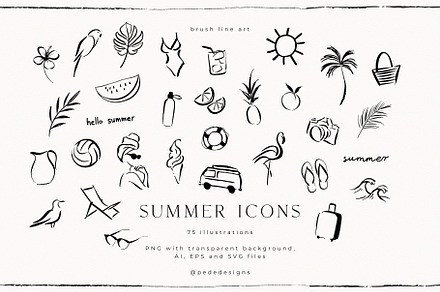 Summer Icons, a Seasonal Illustration by PeDe Designs