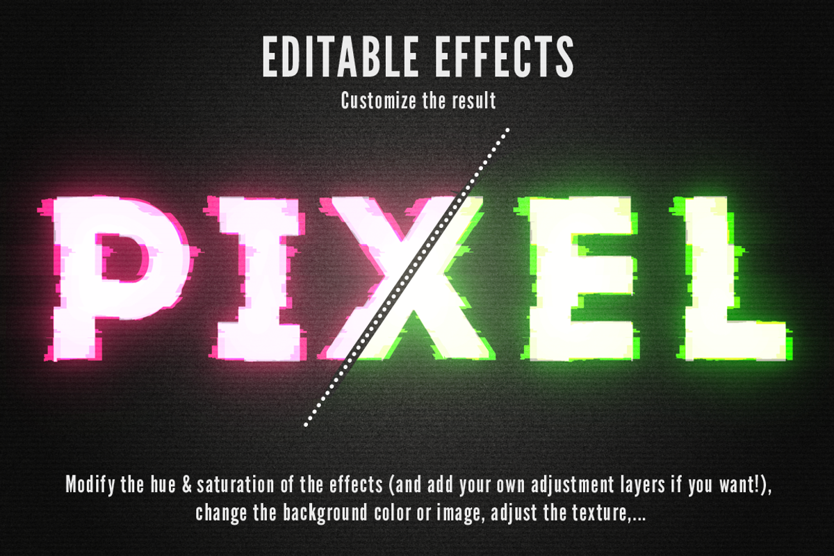 Glitch text effects for Photoshop, a Layer Style Add-On by MiksKS (Photo 6 of 12)