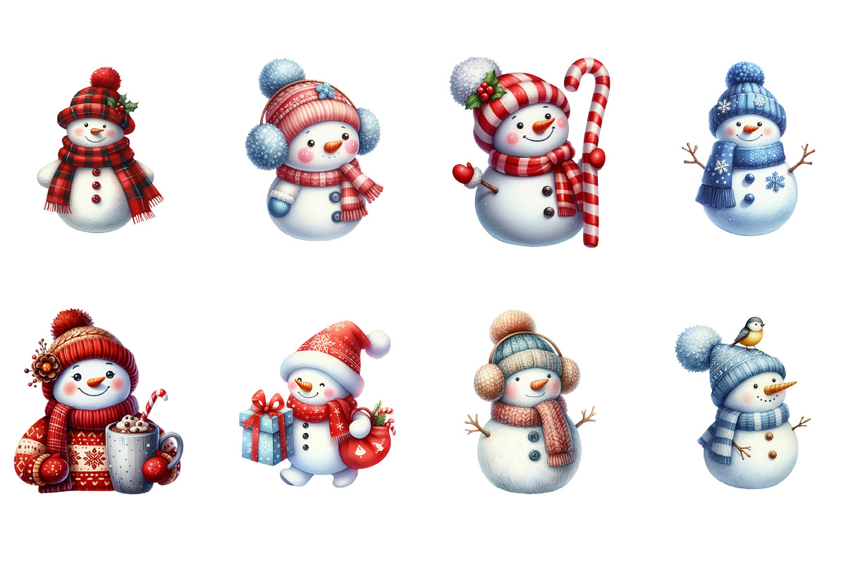 Cute Christmas Snowman Clipart, an Illustration by DreamArtGraphic (Photo 5 of 5)