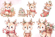 Cute Deer Christmas PNG Bundle, a Decorative Illustration by Arslan (Thumbnail 3 of 8)
