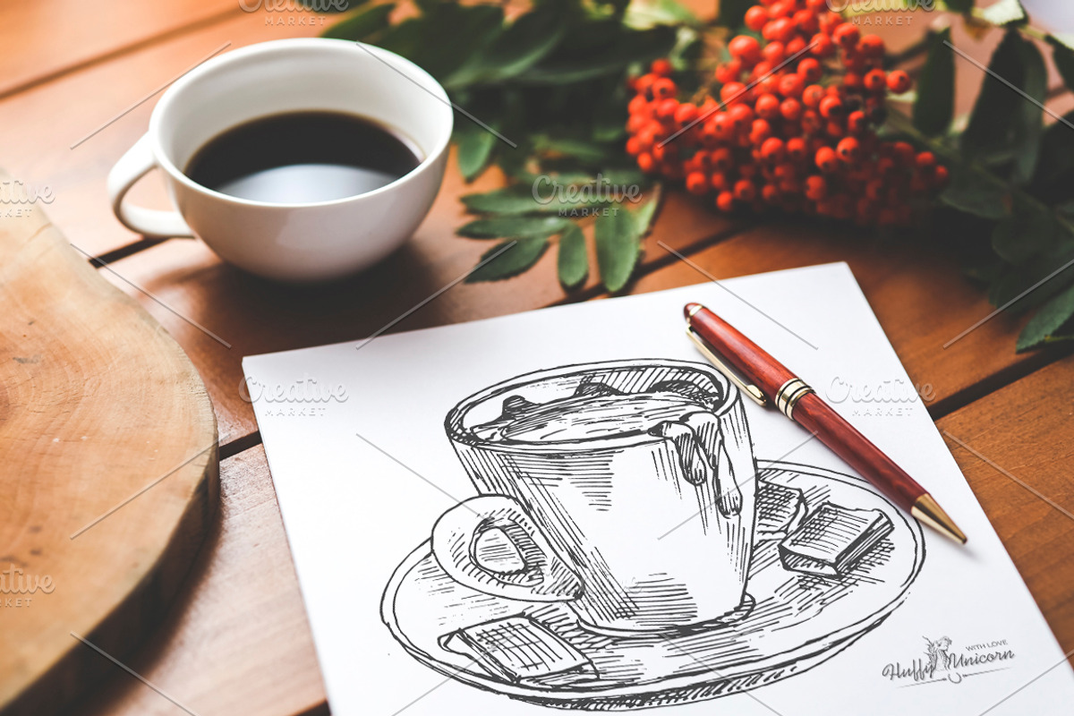 Autumn Beverage Ink Sketches, a Food Illustration by Fluffy Unicorn (Photo 6 of 6)