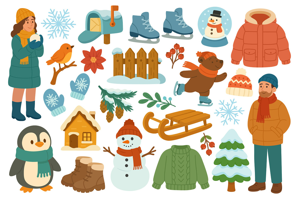 Winter Set, a Seasonal Illustration by ananastya (Photo 2 of 9)