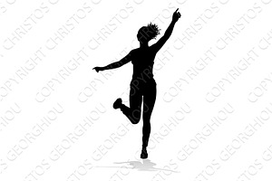 Happy Woman Joy Pose Silhouette, a Person Illustration by Christos Georghiou