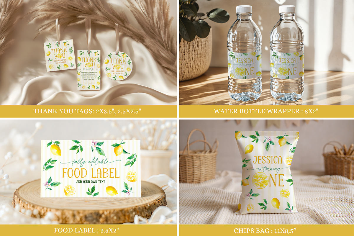Sweet One Lemon Birthday Bundle, a Stationery Template by Digital_Mind (Photo 5 of 8)