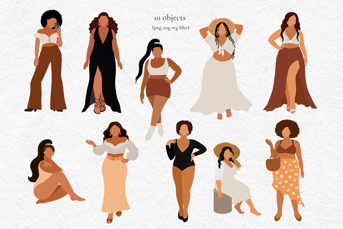 Curvy african women svg vector, an Object Graphic by CreativeByLu (Photo 3 of 6)