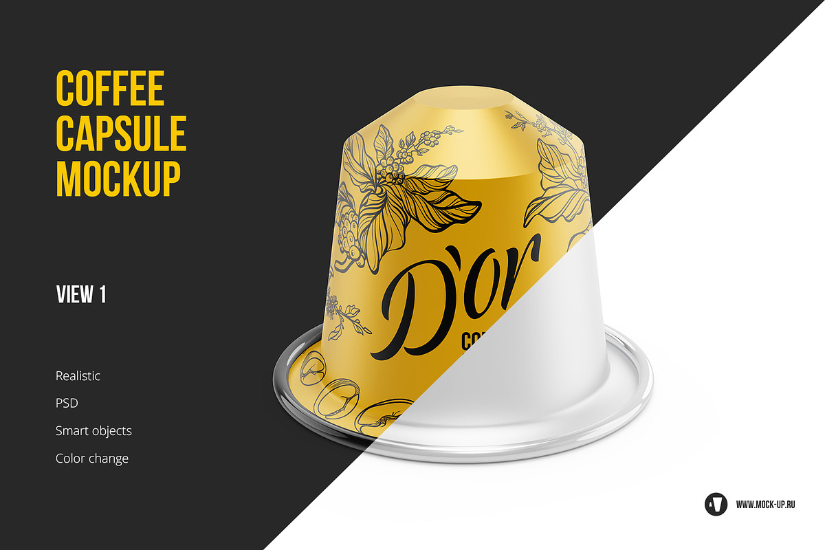 Coffee Capsules Pack 4 views, a Cups & Container Mockup by easymock (Photo 2 of 12)