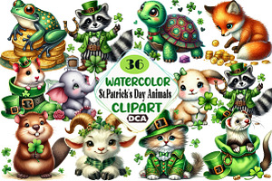 St.Patrick's Day Animals Clipart Bun, an Illustration by DreamCafeArt