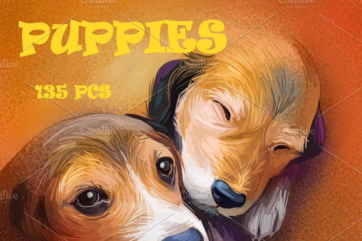 Puppies Dog Breeds Big Bundle 135Pcs, an Animal Illustration by Dneprstock (Photo 1 of 68)