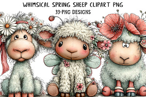 Whimsical Spring Sheep Clipart PNG, an Illustration by Daily.Designs