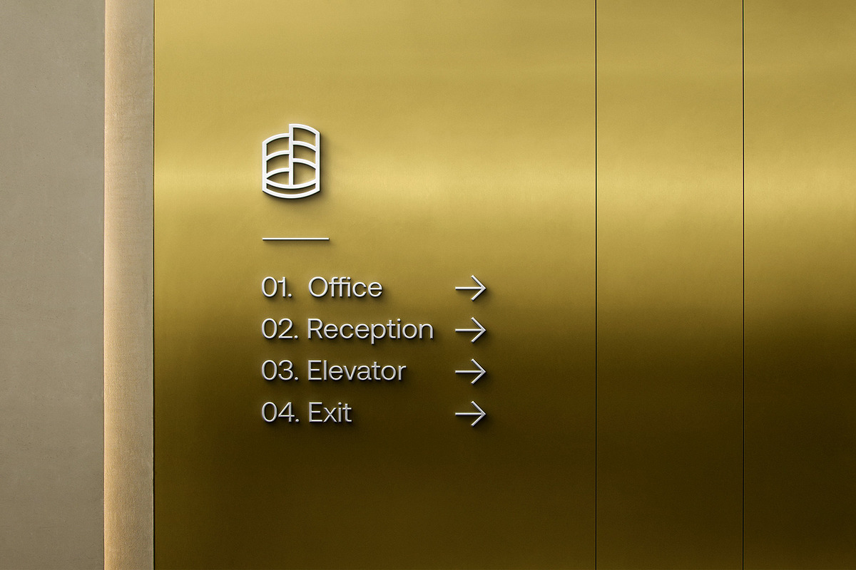 Metal Wall Directory Signage Mockup, a Product Mockup by Asylab (Photo 1 of 5)