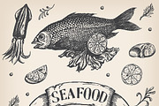Vintage vector seafood set, a Graphic by SHom (Thumbnail 3 of 6)
