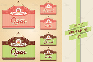 Shop Signs-Open, Closed and Tasty