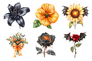 Halloween Flowers Clipart Bundle, an Illustration by Daily.Designs (Thumbnail 5 of 5)
