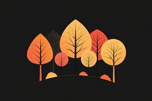 Vibrant autumn trees, dark bg, a Photo by Beautiful things