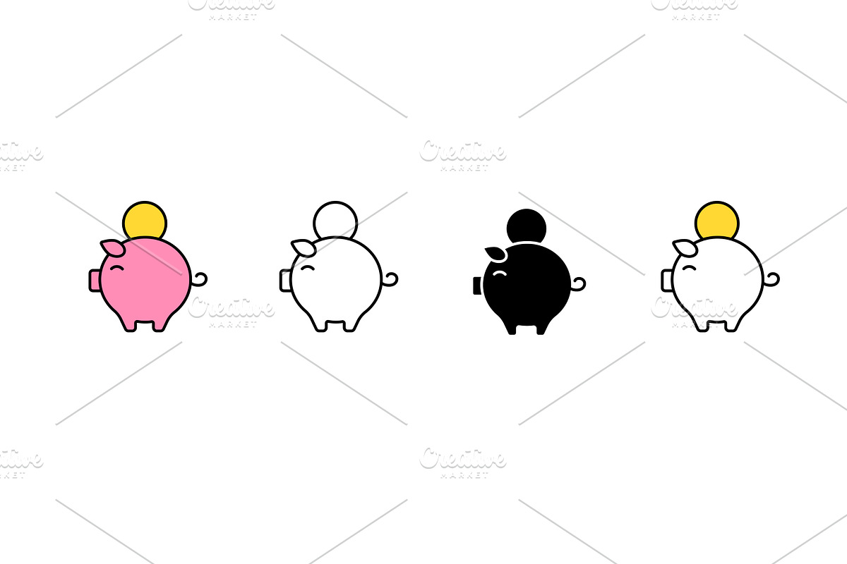 Cute piggy banks with coins in, a Finance Illustration by skripnikbb