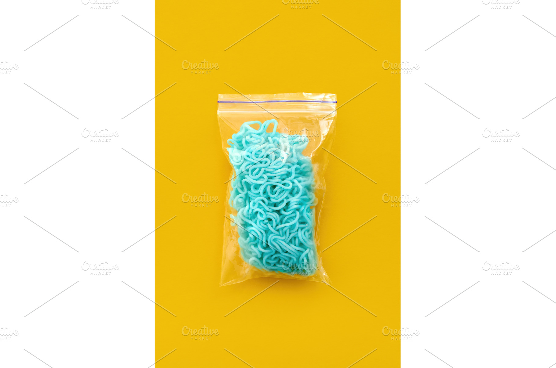 Bright blue noodles inside, an Arts & Entertainment Photo by Gladkov photography