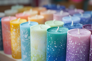 Vibrant collection of hand poured ca, a Photo by Iftikhar Alam
