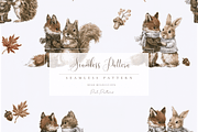 Seamless Woodland Animals Autumn, a Pattern Graphic by Pati Charm Studio (Thumbnail 1 of 6)