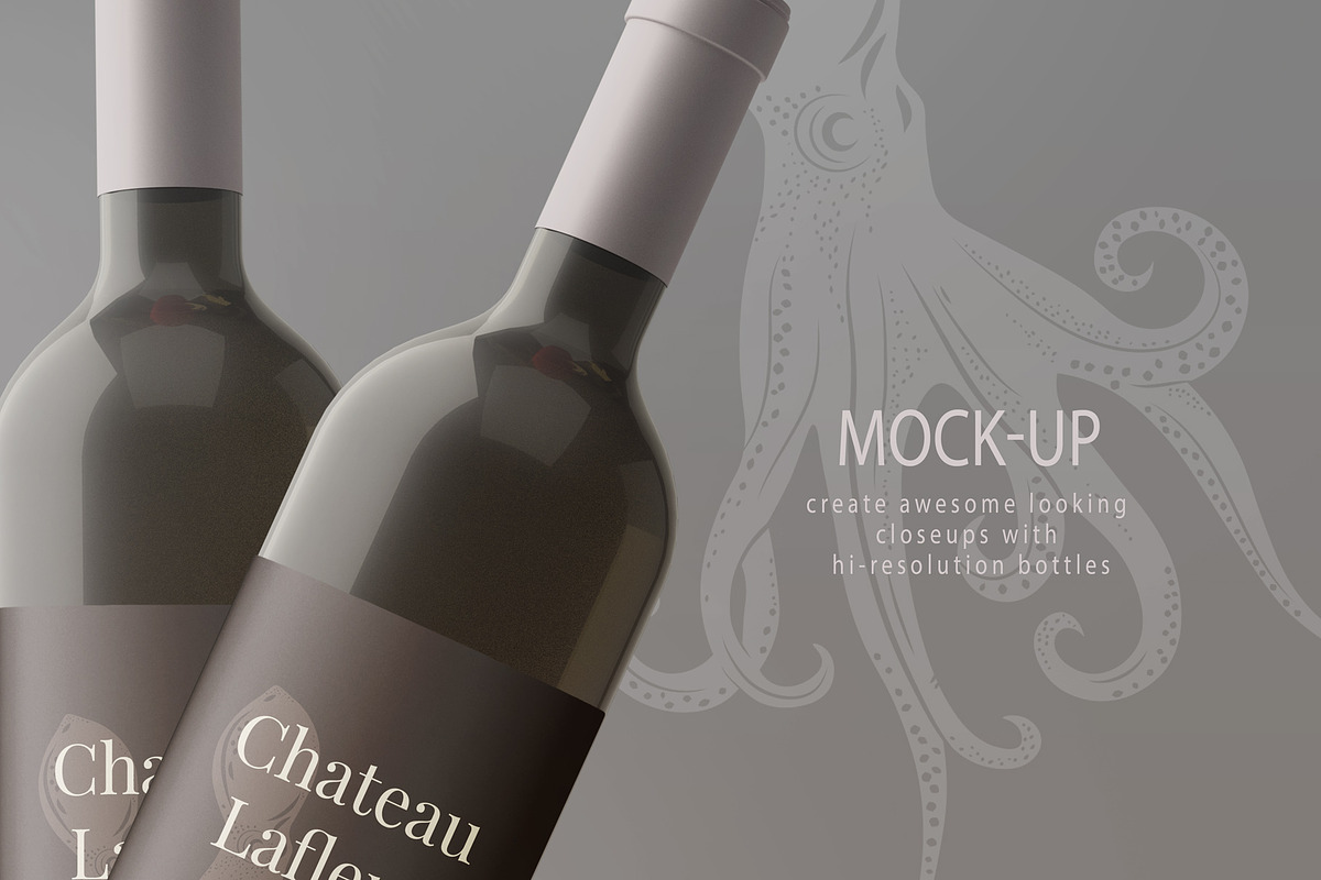 Wine Bottle Mockup Kit, a Merchandise Mockup by PSD Market (Photo 12 of 16)
