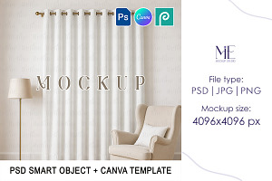 Linen Fabric Curtain Mockup