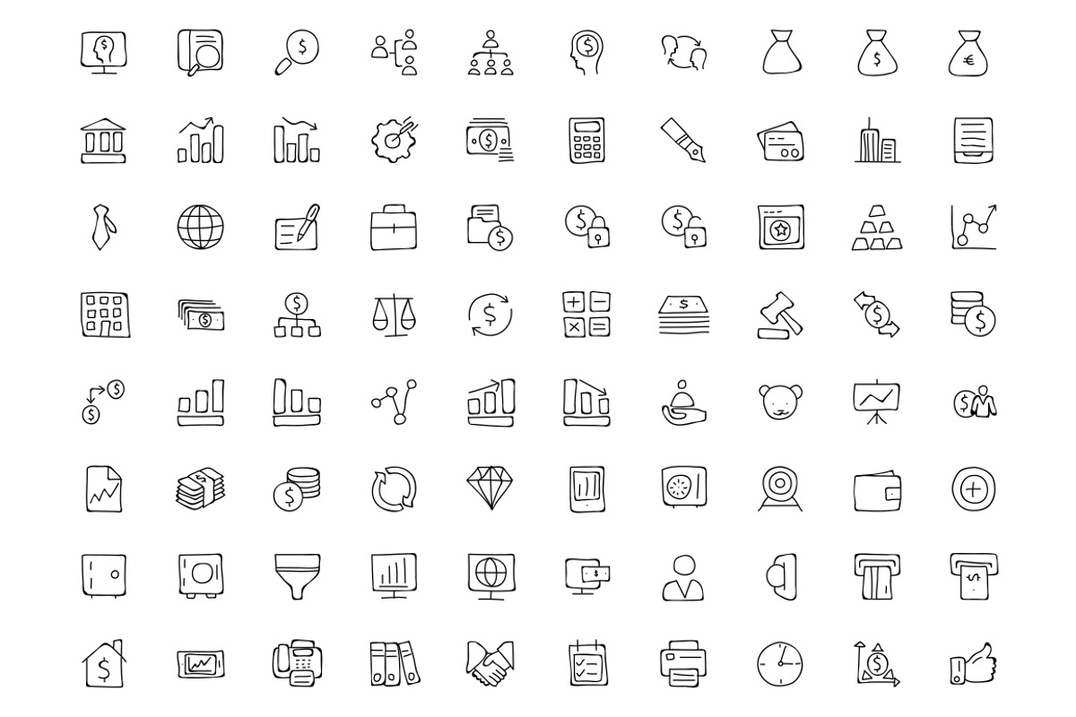 250+ Finance Hand Drawn Doodle Icons, an Outline Icon by Creative Stall (Photo 2 of 4)