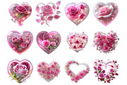 Elegant Rose Heart Clipart, an Illustration by DreamArtGraphic (Thumbnail 5 of 5)