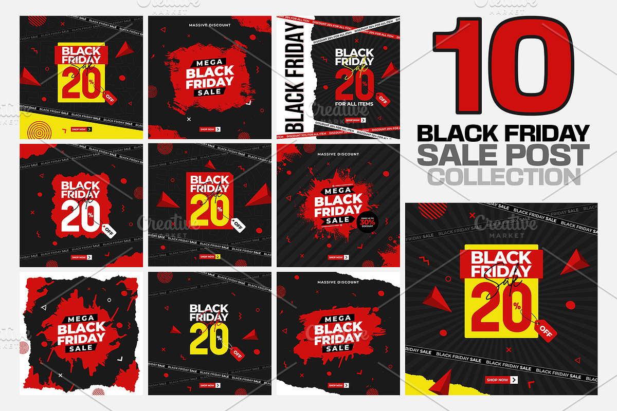 Set of Black Friday Sale Post, a Social Media Template by Yunus Ahmad (Photo 1 of 3)