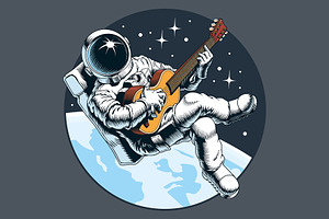 Astronaut Playing Guitar In Space