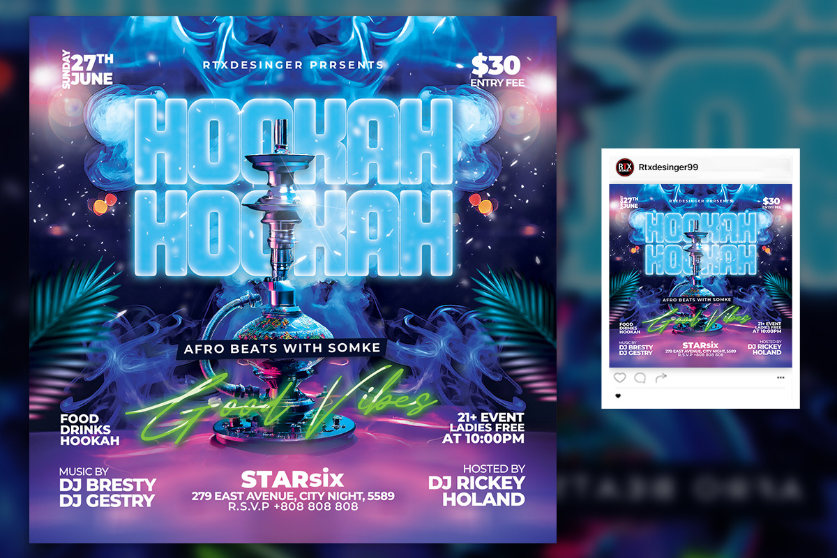Hookah Flyer Template, a Flyer Template by RTXdesinger99 (Photo 3 of 3)
