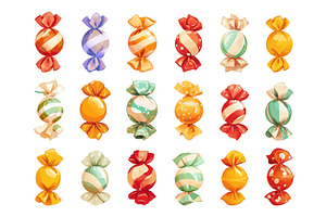 Set of cartoon different candies, an Illustration by LadadikArt