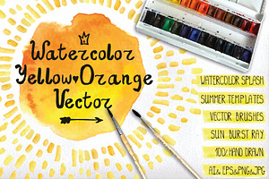 Watercolor Orange,yelow Vector Set