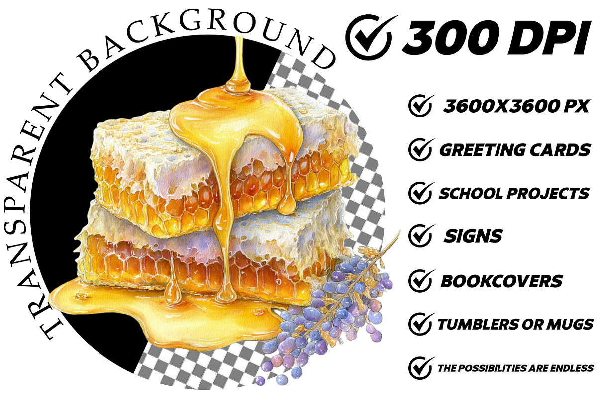 Lavender Honey Watercolor Clipart, an Illustration by DreamCafeArt (Photo 7 of 8)