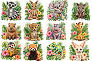 Watercolor Tropical Animals Clipart, a Seasonal Illustration by Designworld (Thumbnail 2 of 4)