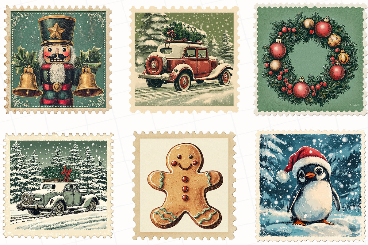 Christmas Postage Stamp Sublimation, an Illustration by OK Design (Photo 5 of 5)