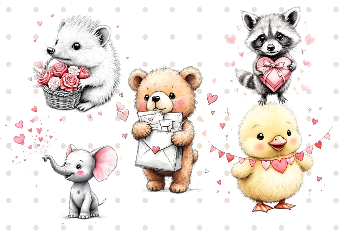 Valentine Animals Clipart Set PNG, an Animal Illustration by Anca Digital Vibe (Photo 2 of 4)