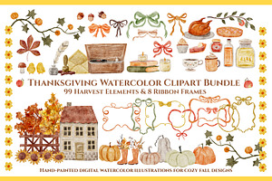 Thanksgiving Watercolor Clipart