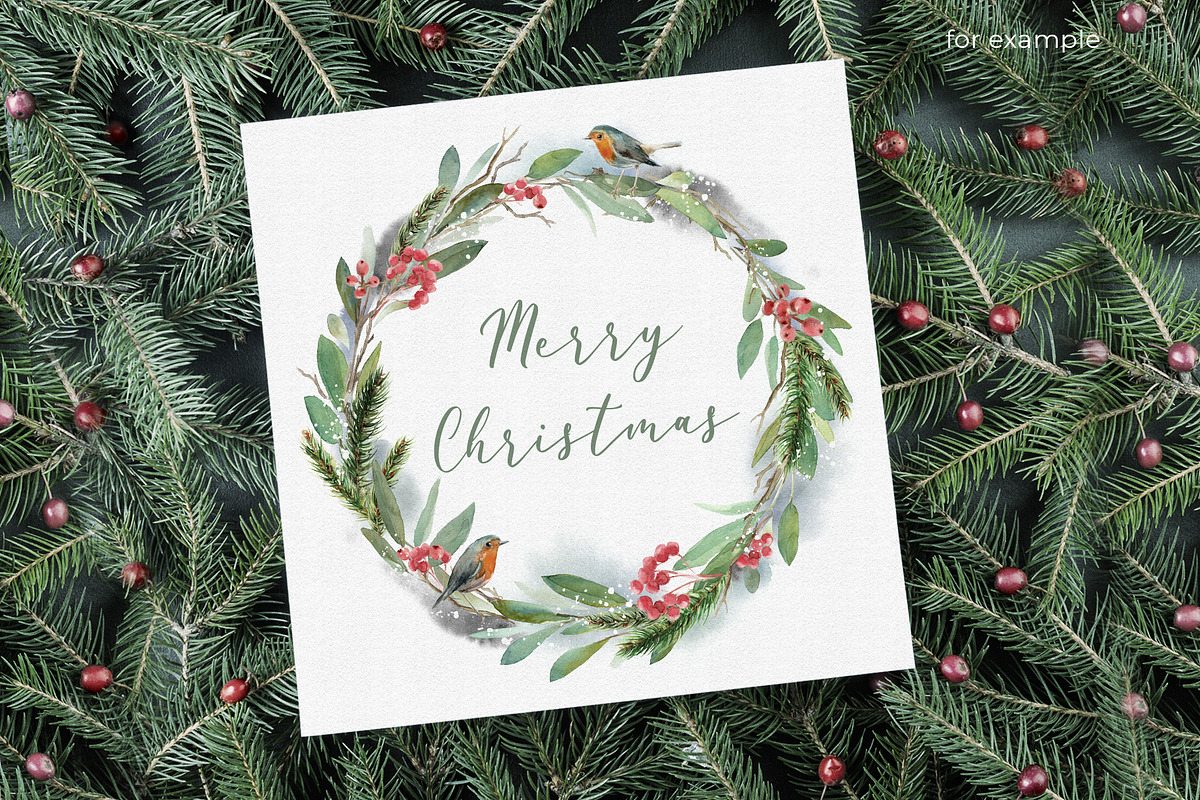 Christmas Watercolor Elements, an Illustration by LeiaSW (Photo 7 of 8)