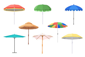 Open beach umbrellas set, cute, an Object Illustration by Lemberg Vector