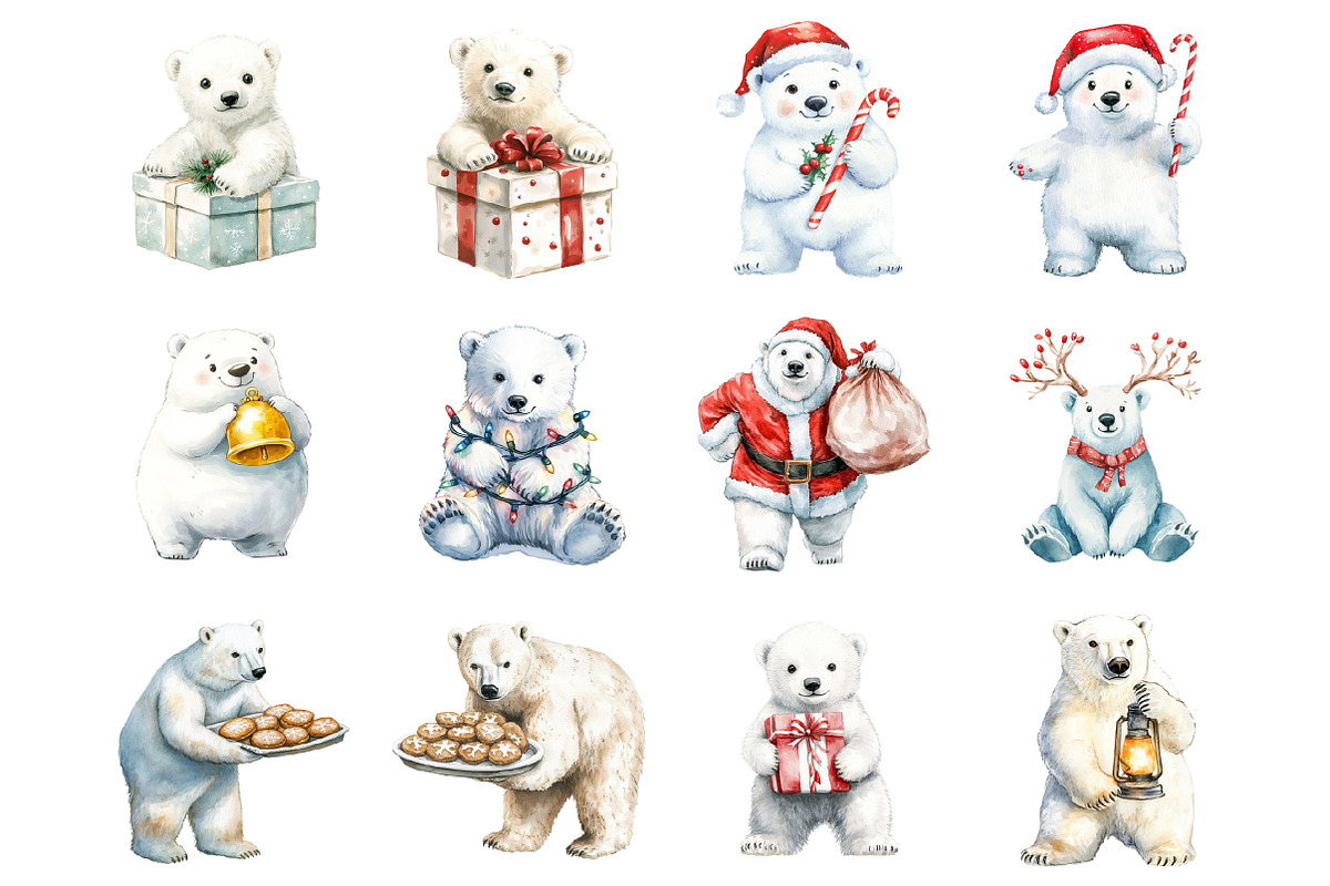 Christmas Polar Bear Clipart, a Graphic by CitraGraphics (Photo 2 of 4)