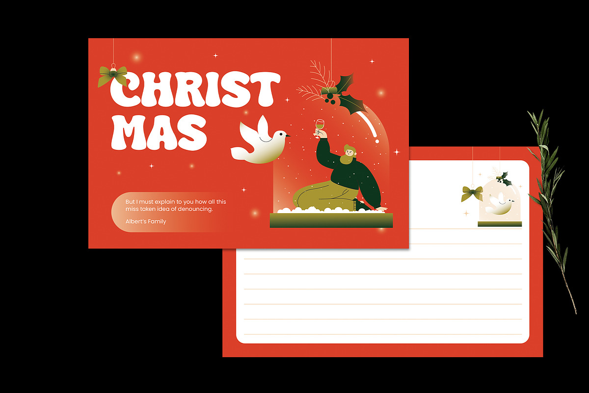 Red Gradient Christmas Greeting Card, a Card Template by Neermana (Photo 4 of 4)