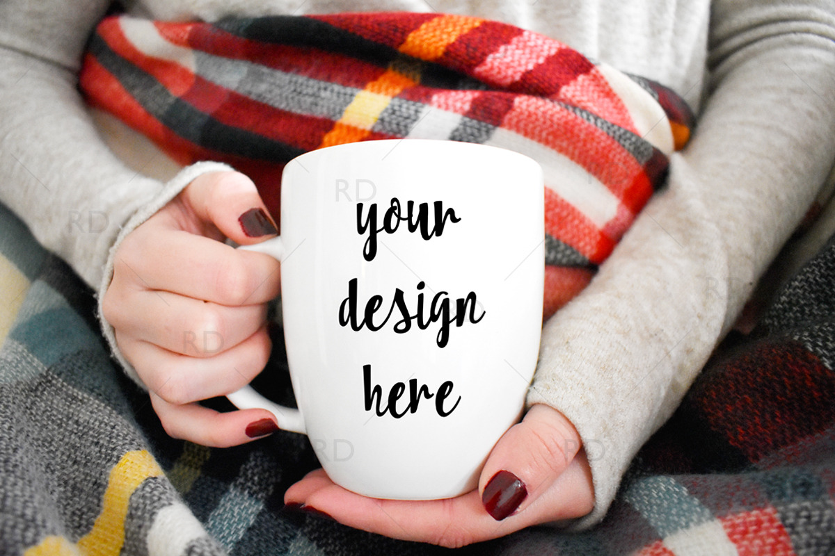 Mug Mockup with Plaid Blanket, a Product Mockup by RissDesign