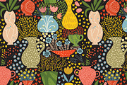 Flowers&Vases seamless pattern, a Pattern Graphic by Daria Miazhevich (Thumbnail 3 of 5)