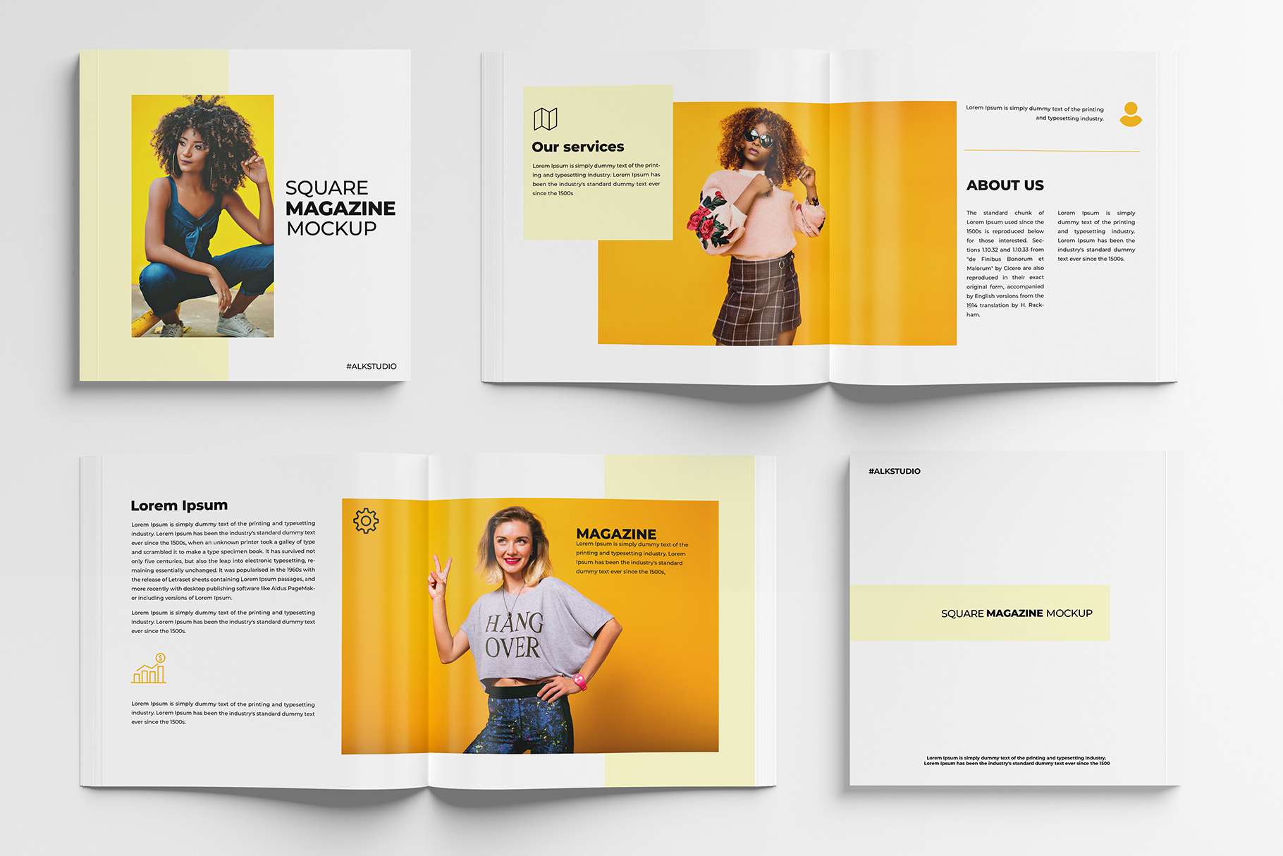 Square Magazine Mockup, a Print Template by AlkStudio