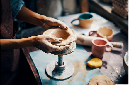 Female artist sculpts crafts with, an Arts & Entertainment Photo by Gladkov photography
