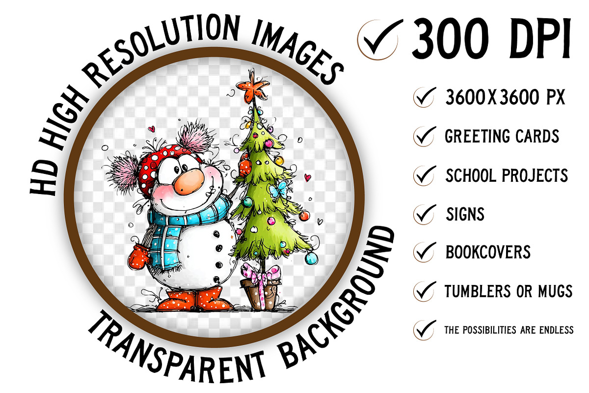 Funny Christmas Snowman Clipart, an Illustration by Craft Nest (Photo 2 of 7)