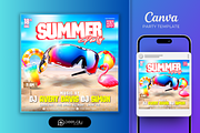 Blue Summer Flyer Canva Template, a Flyer Template by PeetalyStudioDesigns (Thumbnail 1 of 5)