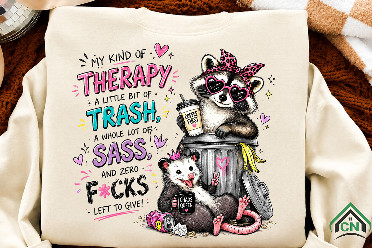 Sassy Raccoon Therapy Trash PNG, a Seasonal Illustration by Craft Nest (Photo 2 of 6)
