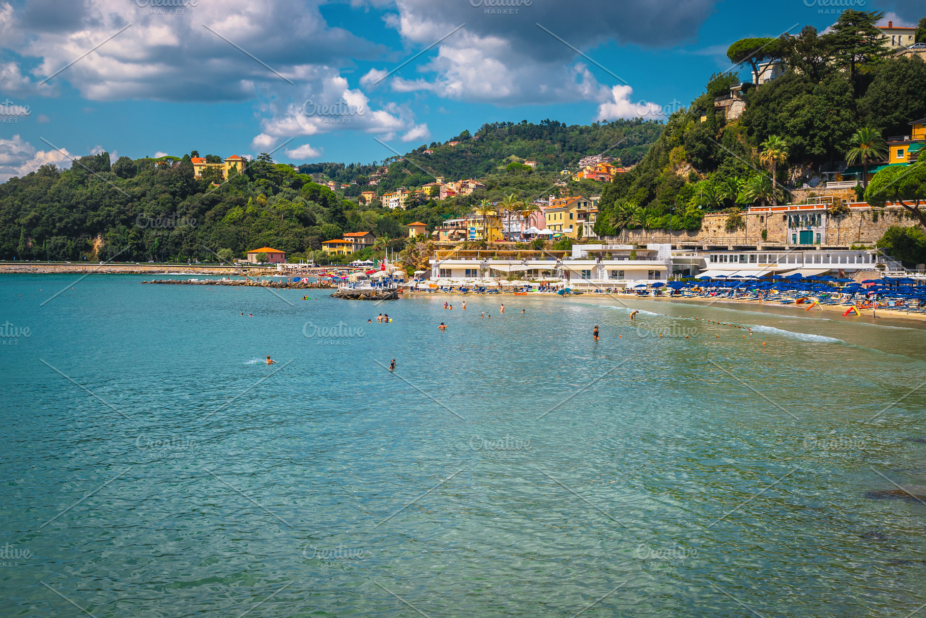 Ligurian coastline with beaches, a Nature Photo by Alpine Dreams